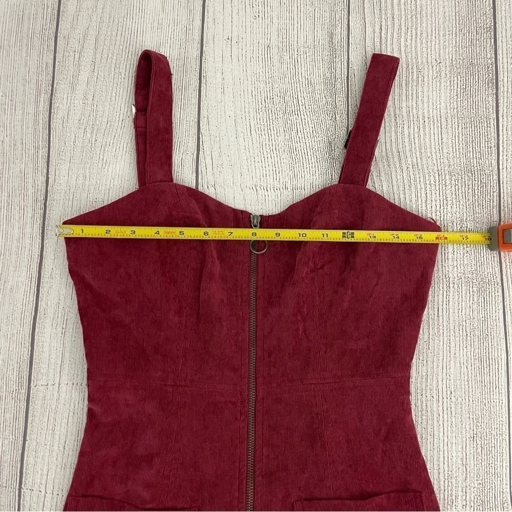 COTTON CANDY LA Women’s Red Corduroy Dress Full Front Zipper W/ Pockets Sz Small - Picture 5 of 10